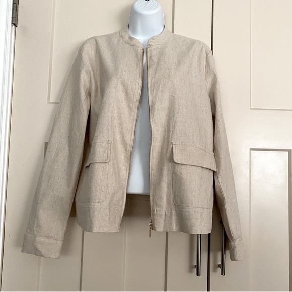 Calligraphie Beige Lightweight Jacket Blazer Full Zip Size Small Spring Neutral - Picture 3 of 13
